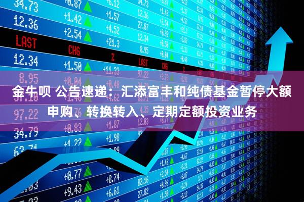 金牛呗 公告速递:汇添富丰和纯债基金暂停大额申购、转换转入、定期定额投资业务